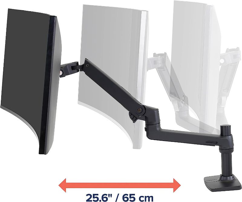Photo 3 of Ergotron – LX Premium Single Monitor Arm, VESA Desk Mount – for Monitors Up to 34 Inches, 7 to 25 lbs – Matte Black
