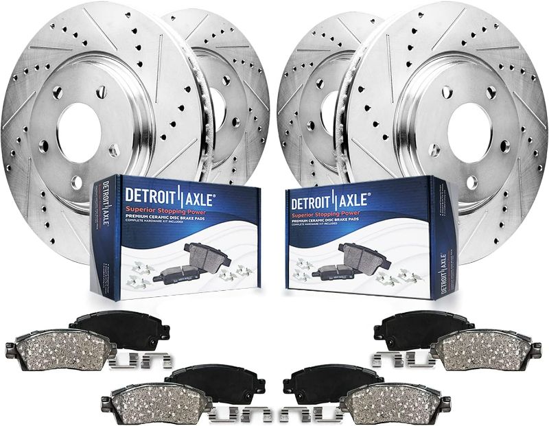Photo 1 of Detroit Axle - Brake Kit f Replacement Drilled and Slotted Disc Brake Rotors Ceramic Brakes Pads : Front and Rear Rotors- VEHICLE MODEL UNKNOWN
