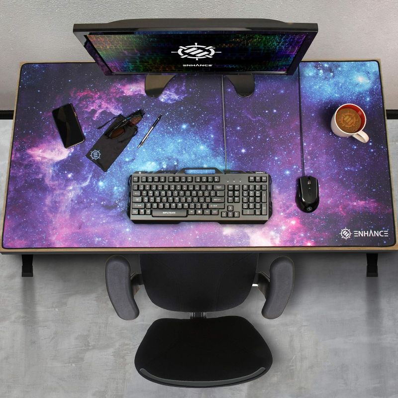 Photo 2 of ENHANCE XXXL Gaming Computer Desk Mat - 3XL Large Mouse Mat (48x24 Mouse Pad) Cushion Padding for Office Desk, Extended Table Mousepad with Smooth Tracking Surface and Non-Slip Rubber Grip - Galaxy
