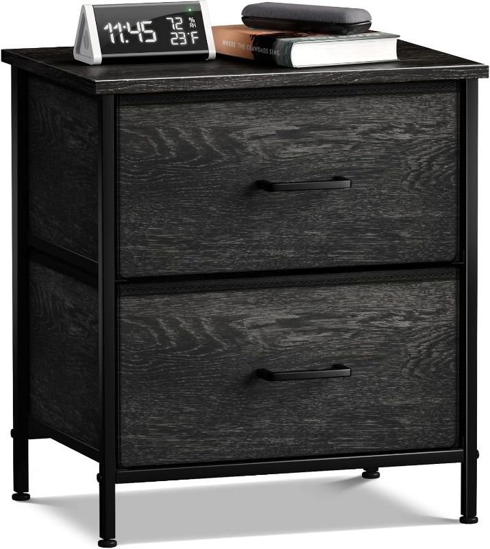 Photo 1 of SET OF 2 DRAWERS- Sorbus Nightstand Dresser with 2 Faux Wood Drawers - Bedside Table Chest with Storage Bedroom, Living Room, Closet & Dorm Furniture Lamp Stand - Steel Frame, Wood Top, Easy Pull Fabric Bins
