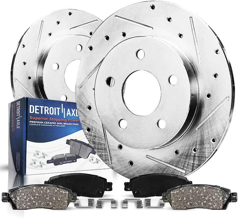 Photo 1 of Detroit Axle - Rear Brake Kit for Lexus ES300h ES350 Toyota Avalon Camry Replacement Drilled & Slotted Brake Rotors Ceramic Brakes Pads-
