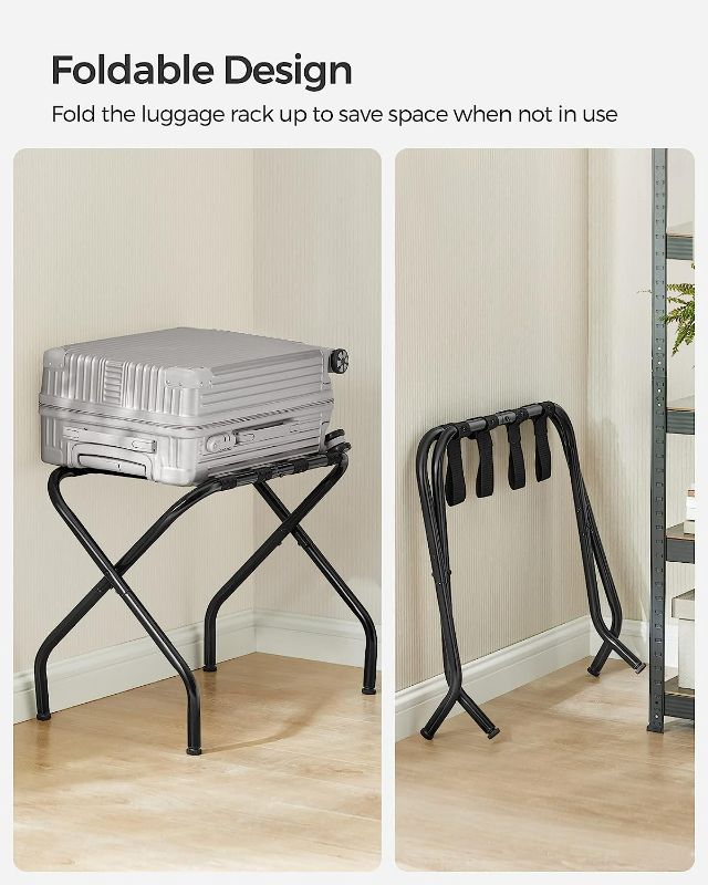 Photo 4 of SONGMICS Luggage Rack for Guest Room, Set of 2 Suitcase Stands, Foldable Steel Frame, for Hotel, Bedroom, Holds up to 110 lb, 27.2 x 15 x 20.5 Inches, Black URLR001B02
