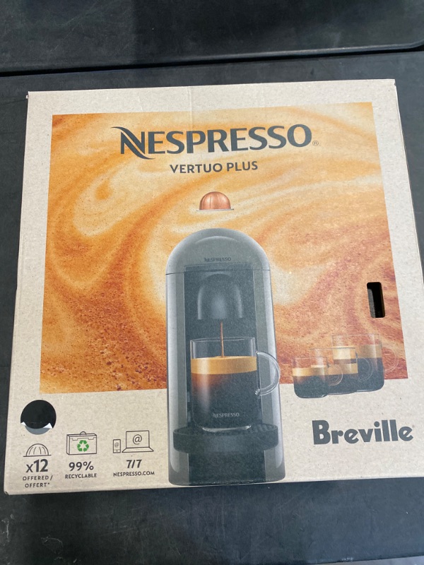Photo 4 of Nespresso VertuoPlus Coffee and Espresso Machine by Breville with Milk Frother,60 Fluid Ounces, Ink Black
