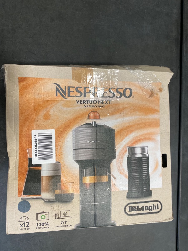 Photo 5 of Nespresso Vertuo Next Deluxe Coffee and Espresso Maker, Pure Chrome with Aeroccino Milk Frother,1.1 liter, Black,Dark Chrome- ITEM IS NEW BUT MAY BE MISSING PARTS
