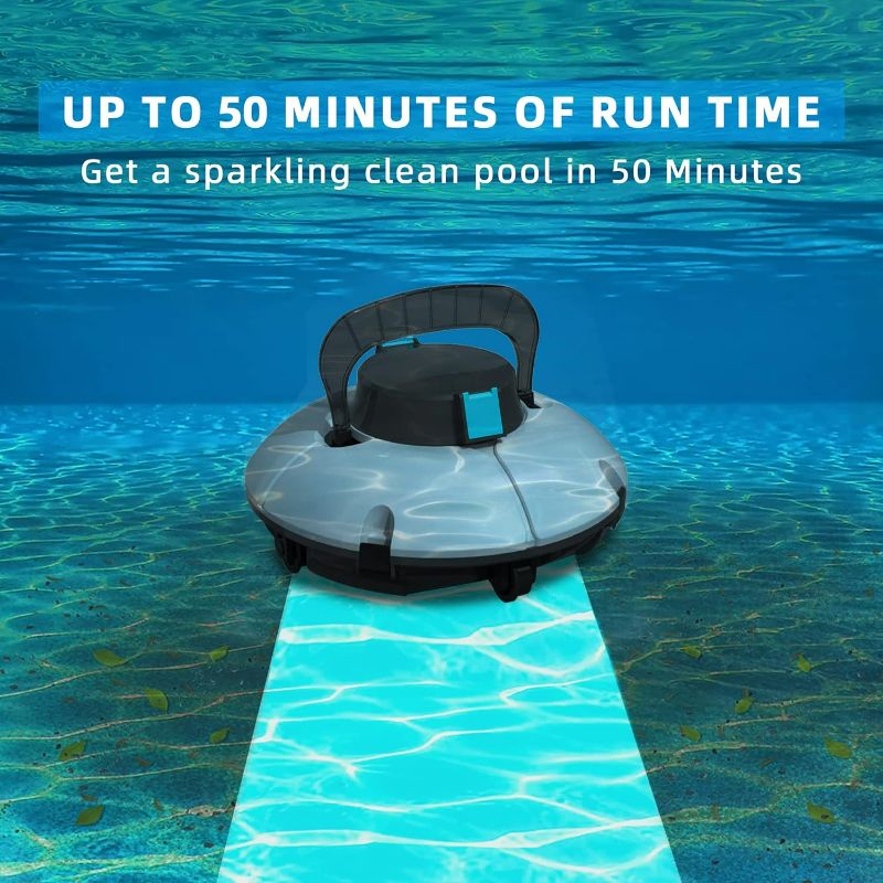 Photo 2 of AIPER-  Cordless Robotic Pool Cleaner, Auto Dock Self Parking w/Dual-Drive Motors, Lightweight, IPX8 Waterproof, Perfect for Above-Ground/In-Ground Flat...ITEM IS USED/ MAY BE MISSING PARTS
