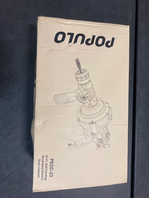 Photo 1 of POPULO 23 Ft. Handheld Electric Drain Cleaner, Corded Operated Snake Sink Clog Pipe Cleaner Plumbing, Power Auto Feed Tube Cable, Great Drain Cleaning Tool for Toilet, Sewer, Bathtub and Kitchen Sink
