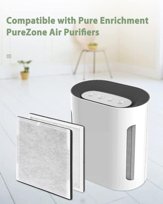 Photo 2 of 2-Pack 3-in-1 True HEPA Replacement Filter Compatible with Pure Enrichment PureZone Air Purifier, 2 HEPA & 2 Prefilters, Replace PEAIRFIL

