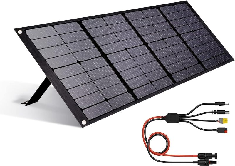 Photo 1 of HQST 100W Portable Solar Panel for Power Station and USB Devices, Foldable Solar Panel Charger Waterproof IP65 Outdoor Camping RV Travel,Compatible with Jackery/Goal Zero/Bluetti/Anker Solar Generator
