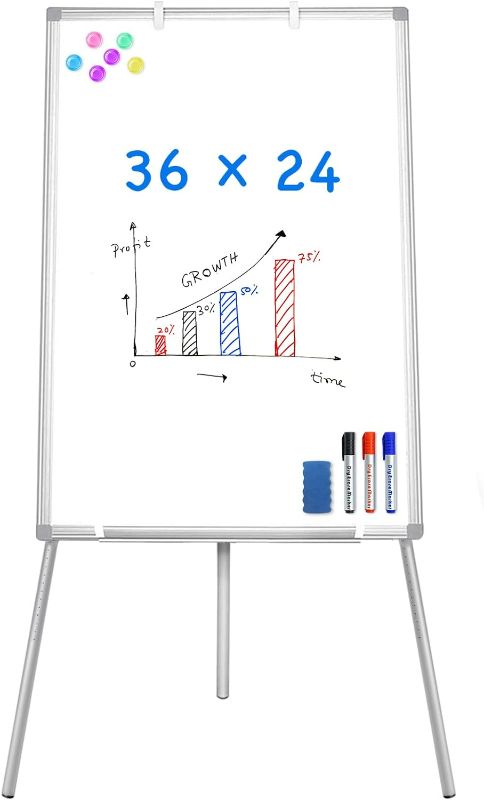 Photo 1 of Easel Whiteboard - Magnetic Portable Dry Erase  Tripod Height Adjustable, 3' x 2' Flipchart Easel Stand White Board for Office or Teaching at Home & Classroom
