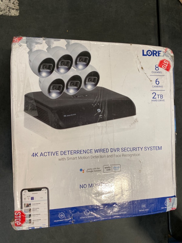 Photo 7 of Lorex 4K Ultra HD 8-Channel DVR Security System with 6 Active Deterrence Cameras Color Night Vision - Smart Motion Detection and Home Voice Control (Renewed) GreyITEM IS NEW BUT MAY BE MISSING PARTS
