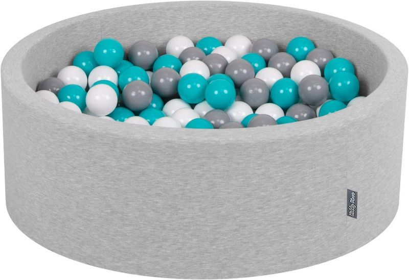 Photo 1 of Foam Ball Pit Round 35x11.8 inch/200 Balls for Kids, Soft Ballpool with Playballs Baby, Light Grey:Dark Turquoise/Grey/White/Mint
