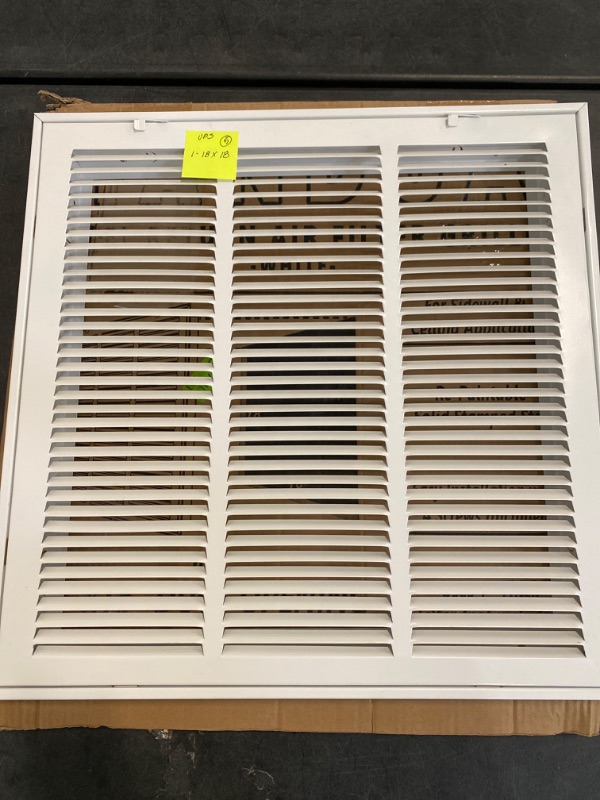 Photo 2 of HANDUA- 18" x 18" (Wall Opening Size) White Sidewall/Ceiling Return Air Filter Grille (673 Series)
