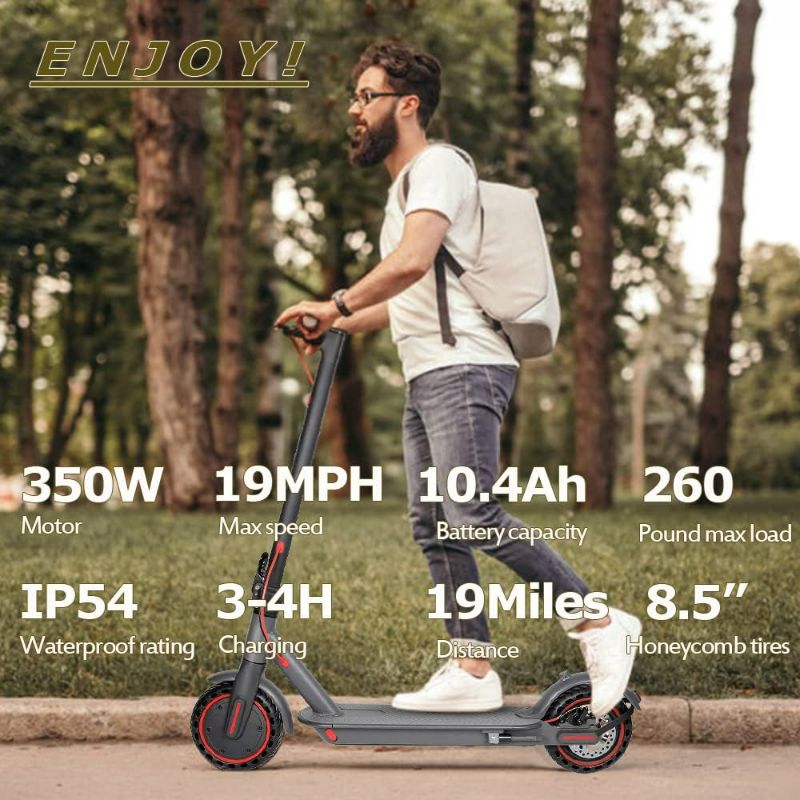 Photo 2 of Electric Scooter for Adults Teens,350W Electric Scooter Up to 19MPH & 19-21Miles Range Sport Foldable Scooter Double Braking Electric Scooters for Commuter,8.5" Tires Electric Scooter for Adults- ITEM SEEMS USED MAY BE MISSING PARTS 
