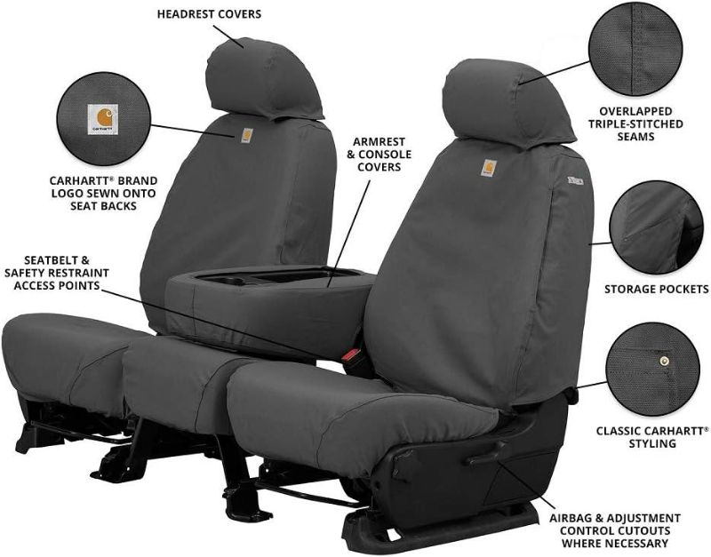 Photo 2 of Covercraft Carhartt SeatSaver Custom Seat Covers | SSC3443CAGY | 1st Row 40/20/40 Bench Seat | Compatible with Select Ford F-150 Models, Gravel
