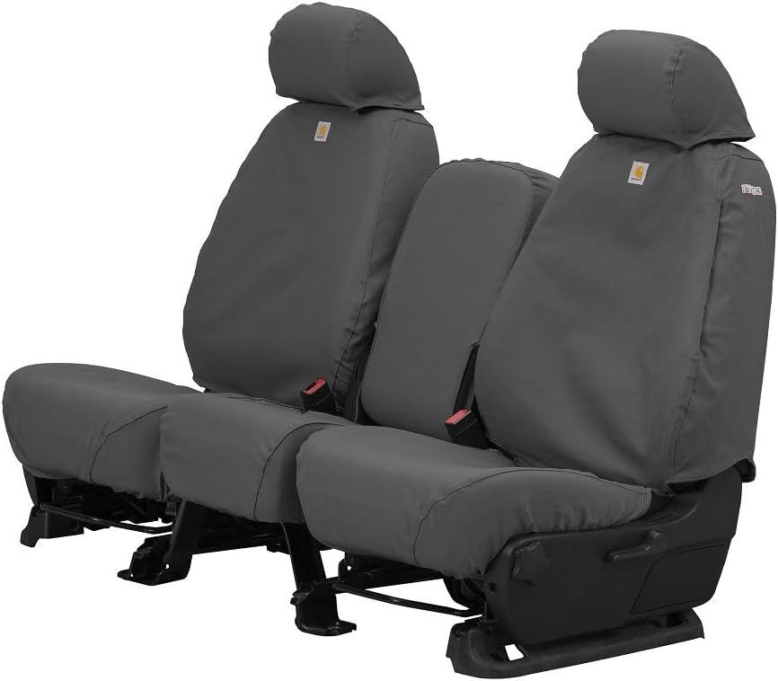 Photo 1 of Covercraft Carhartt SeatSaver Custom Seat Covers | SSC3443CAGY | 1st Row 40/20/40 Bench Seat | Compatible with Select Ford F-150 Models, Gravel
