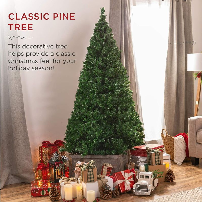 Photo 2 of Best Choice Products 6ft Premium Hinged Artificial Holiday Christmas Pine Tree for Home, Office, Party Decoration w/ 1,000 Branch Tips, Easy Assembly, Metal Hinges & Foldable Base-ITEM IS NEW BUT  MAY BE MISSING PARTS

