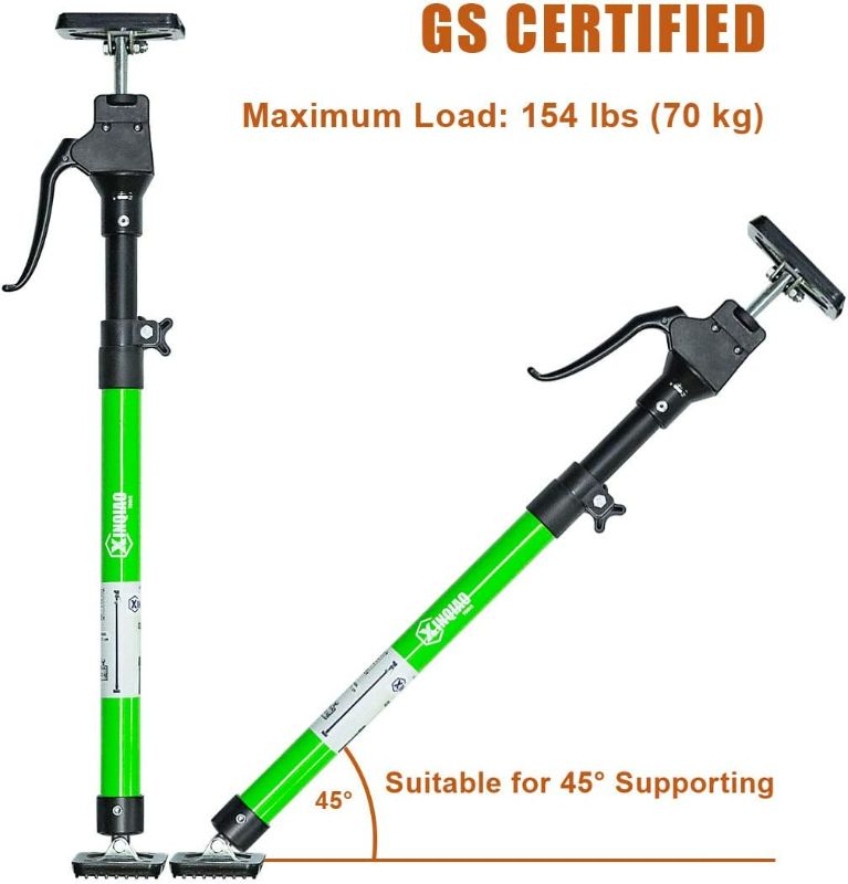 Photo 2 of XINQIAO Third Hand Tool 3rd Hand Support System, Premium Steel Support Rod with 154 LB Capacity for Cabinet Jack, Drywall Jack& Cargo Bars, 23.6 in- 45.3 in Long, 1 PC, Green
