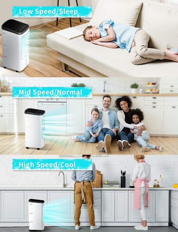 Photo 2 of COMFYHOME 3-IN-1 Portable Air Conditioners Windowless, 65° Oscillation Swamp Cooler, 3 Speeds Portable Air Cooler w/Humidifier, Remote & 12 Hours Timer, Evaporative Cooler Cooling Fan for Room Home
