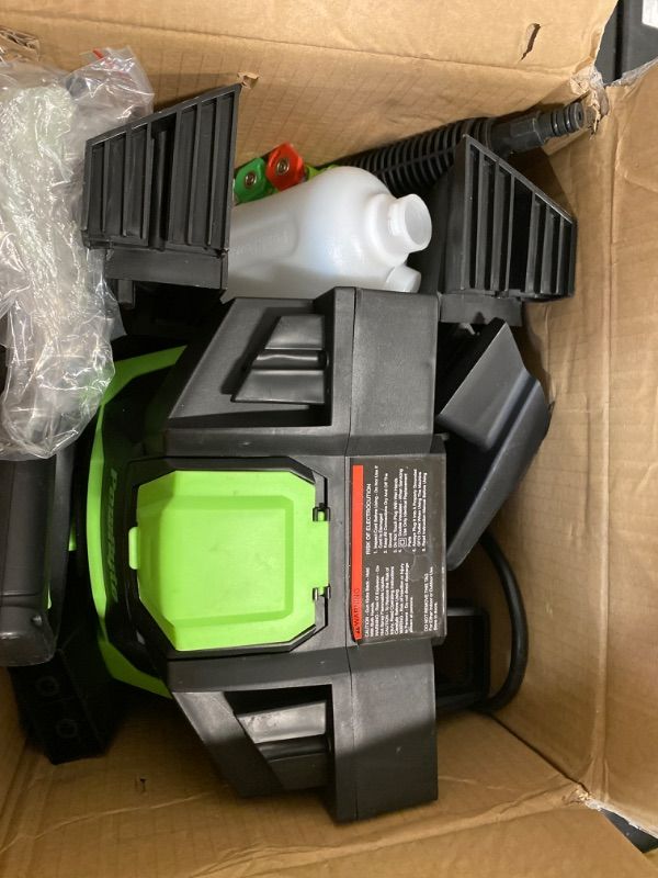 Photo 1 of PowRyte Electric Pressure Washer, Foam Cannon, 4 Different Pressure Tips, Power Washer, 3800 PSI 2.4 GPM-ITEM IS NEW BUT  MAY BE MISSING PARTS
