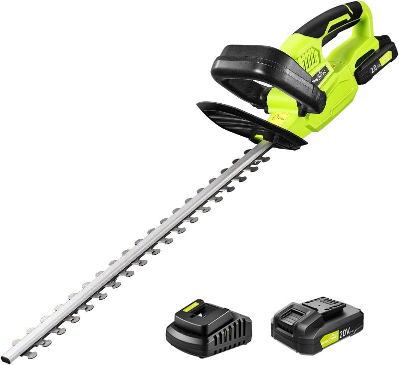 Photo 1 of SnapFresh 20V Cordless Hedge Trimmer - 22" Dual-Action Blade, Hedge Trimmer Cordless with 2.0Ah Battery and Charger, Grass Trimmer-ITEM IS NEW BUT  MAY BE MISSING PARTS

