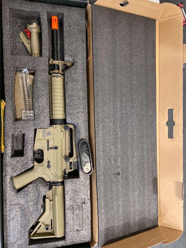 Photo 2 of Lancer Tactical Gen 3 Airsoft Rifle SopMod M4- Programmable Electric Full/Semi-Auto Airsoft AEG Rifle Installed High FPS with 0.20g BBS, (CAMO GREEN) -ITEM IS NEW BUT  MAY BE MISSING PARTS
