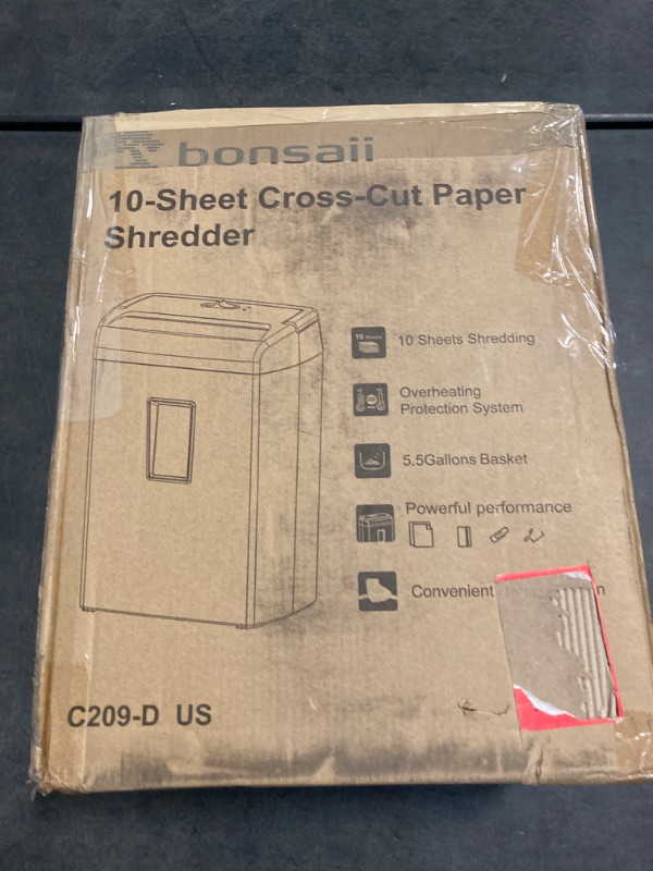 Photo 6 of Bonsaii 10-Sheet Cross Cut Paper Shredder, 5.5 Gal Home Office Heavy Duty Shredder for Credit Card, Staple, Clip with Transparent Window(C209-D)-ITEM MAY BE USED/ MISSING PARTS
