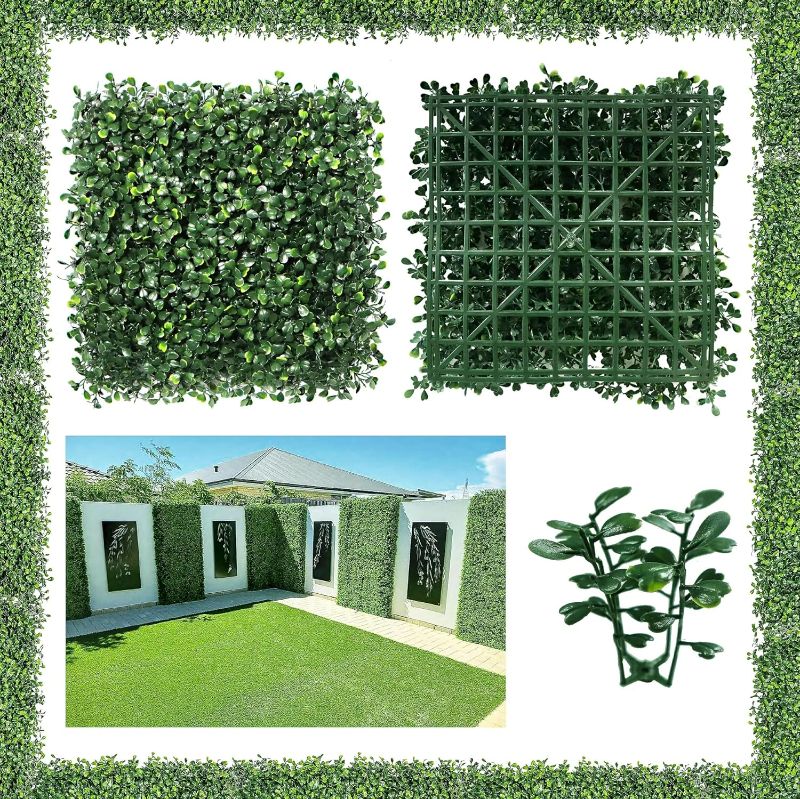 Photo 1 of NETAP Grass Wall Panels, 10"x 10"(8pcs) Artificial Boxwood Faux Green Wall for Interior, Garden Party Wedding Backdrop, Indoor Outdoor Plant Wall Decor
