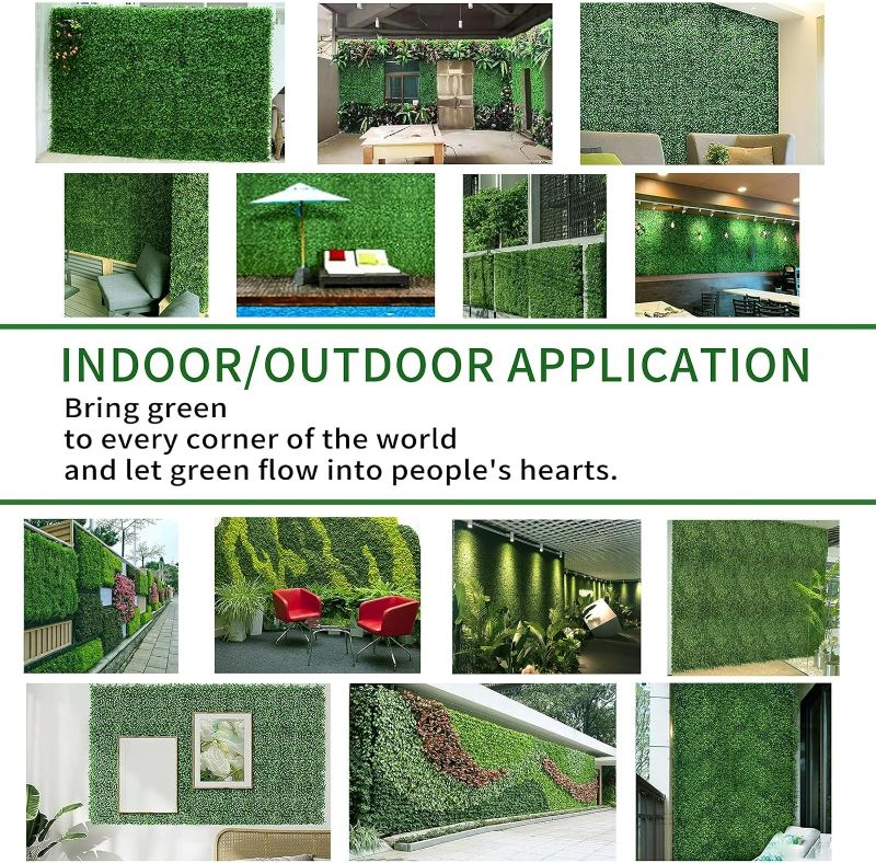 Photo 3 of NETAP Grass Wall Panels, 10"x 10"(8pcs) Artificial Boxwood Faux Green Wall for Interior, Garden Party Wedding Backdrop, Indoor Outdoor Plant Wall Decor
