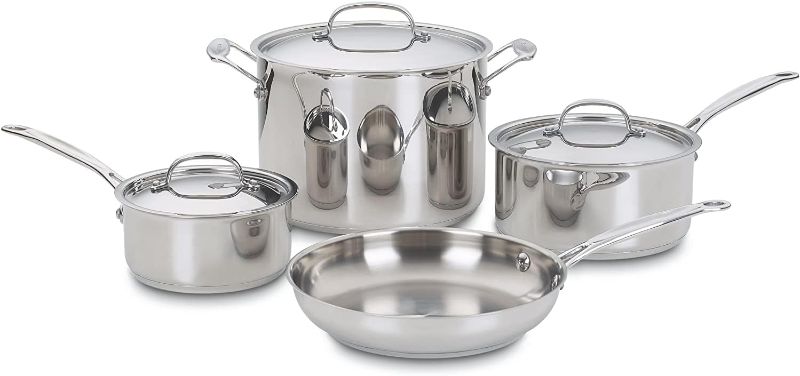 Photo 2 of Cuisinart 7-Piece Cookware Set, Chef's Classic Stainless Steel Collection, 77-7P- CONTAINS DEEP PANS ONLY
