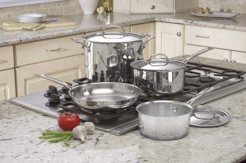 Photo 1 of Cuisinart 7-Piece Cookware Set, Chef's Classic Stainless Steel Collection, 77-7P- CONTAINS DEEP PANS ONLY
