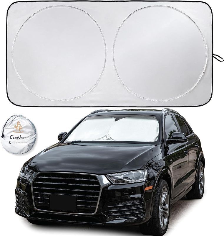 Photo 1 of EcoNour Car Sun Shade Windshield | Reflective Car Window Sun Shades for Ultimate Dashboard Protection | Foldable Car Interior Accessories for Sun Heat | Small (59 x 29 inches)
