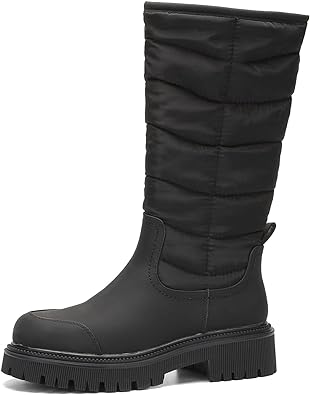 Photo 1 of EETTARO Women's Mid Calf Boots Fashion Winter Snow Boot Warm Fur-Lined Side Zip Platform Booties
