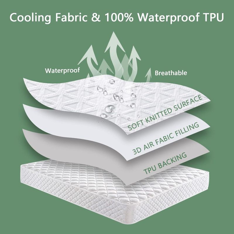 Photo 1 of Premium 100% Waterproof Mattress Protector Queen Size Bed Rayon Made from Bamboo Cover Breathable 3D Air Fabric Cooling Mattress Pad Cover Smooth Soft Noiseless Washable, 
