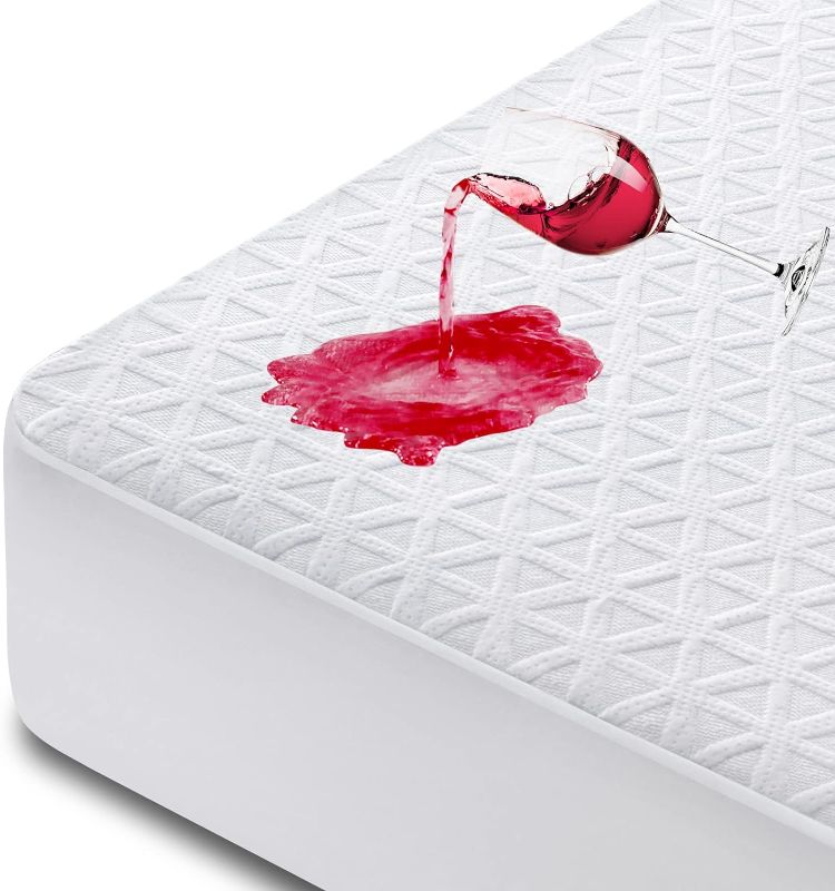 Photo 1 of Premium 100% Waterproof Mattress Protector Queen Size Bed Rayon Made from Bamboo Cover Breathable 3D Air Fabric Cooling Mattress Pad Cover Smooth Soft Noiseless Washable, 
