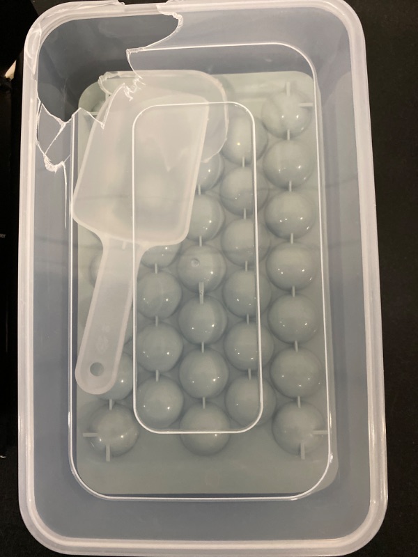 Photo 3 of ITWIST- Ice Cube Tray, Round Ice Trays for Freezer with Lid and Bin, Circle Ice Mold Making 66 x 1.0IN Small Ice Balls,Sphere Ice Makers with Ice Buckets Tongs & Scoop (Clear)- BOX IS BROKEN