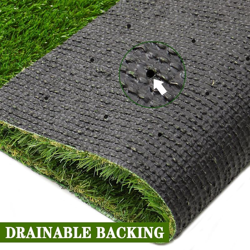 Photo 3 of AYOHA Artificial Turf 4 ft x 6 ft with Drainage, 1.38 Inch Realistic Fake Grass Rug Indoor Outdoor Lawn Landscape for Garden, Balcony, Patio, Synthetic Grass Mat for Dogs, Customized
