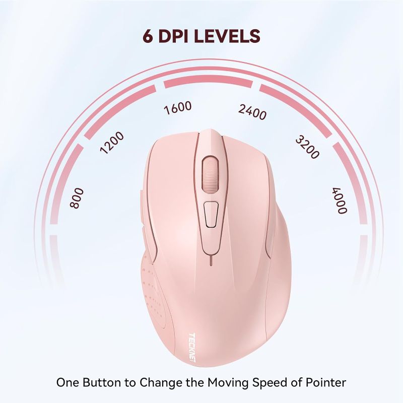 Photo 2 of TECKNET Wireless Mouse, 2.4G Ergonomic Optical Mouse, Computer Mouse for Laptop, PC, Computer, Chromebook, Notebook, 6 Buttons, 24 Months Battery Life, 4000 DPI, 6 Adjustment Levels
