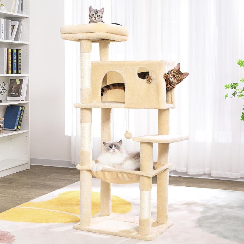 Photo 1 of Meow Sir Cat Tree for Large Cats 53 Inches Multilevel Cat Tower with Large Hammock Super Spacious Condo and Wide Padded Perch Scratching Posts and Pad for Indoor Cats-Large Beige
ITEM IS UNBOXED/ MAY BE MISSING PARTS