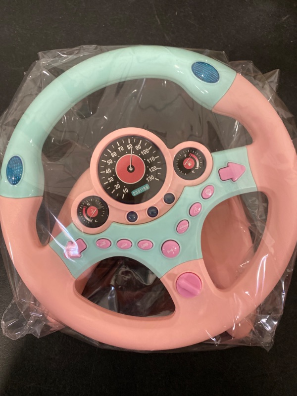 Photo 3 of XHSP Steering Wheel Toy with Lights Music, Simulated Driving for Toddlers Pretend Play Toy Adsorption Driving Wheel for Kids (Style 2)
