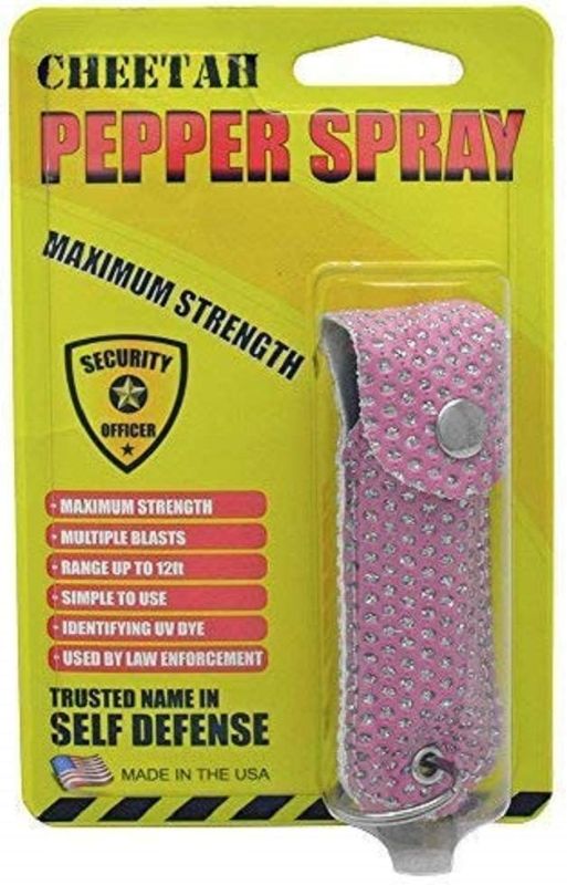 Photo 1 of Cheetah Pepper Spray for Women Self Defense Keychain (Pink Bling)
