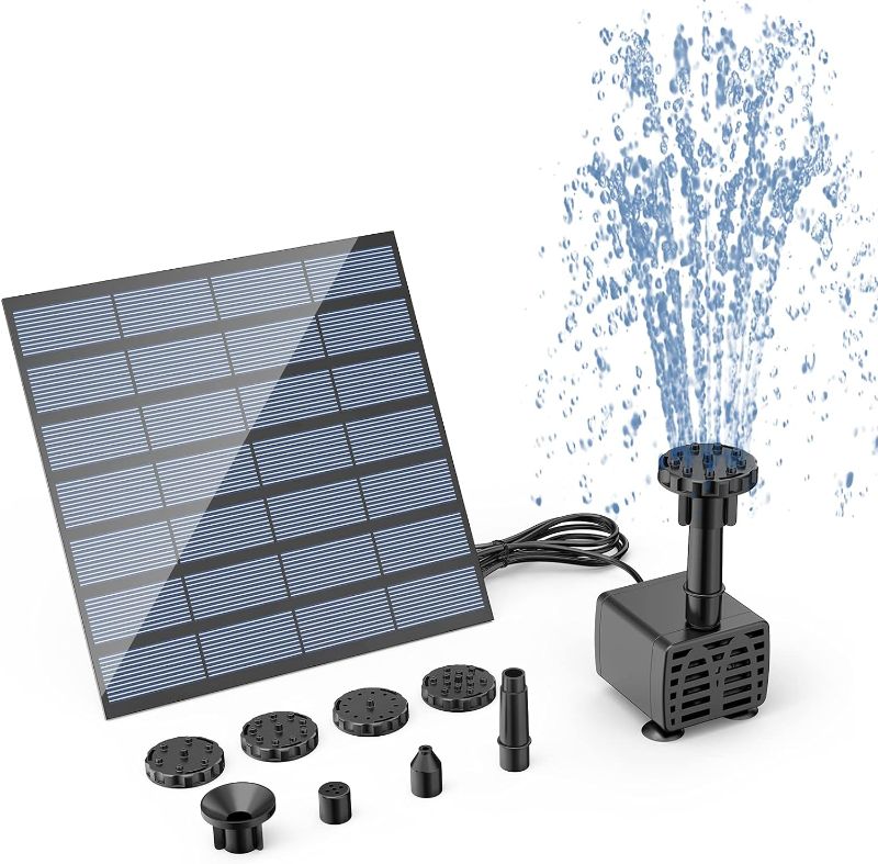 Photo 1 of Solar Water Pump Kit for Water Feature Outdoor, Solar Powered Water Fountain Pump with 6 Nozzles for Bird Bath, Ponds, Garden, Fish Tank
