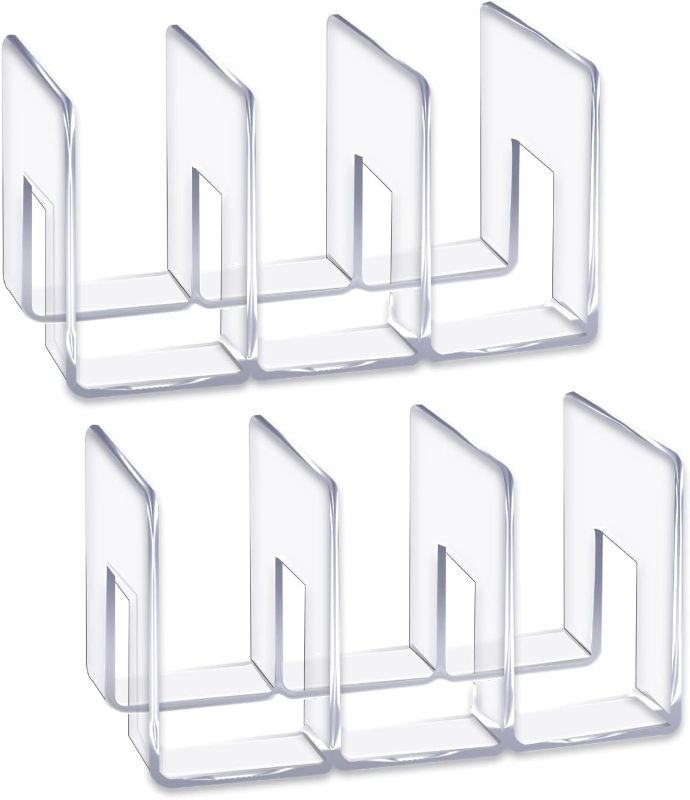 Photo 1 of LUGUNU Acrylic Clear Purse Divider Organizer Clear Desk File Sorter Divider Mesh Folder Closet Shelf Storage Office Supplies Stand Holder Bookshelf (2 Pack of 3 Sections)
