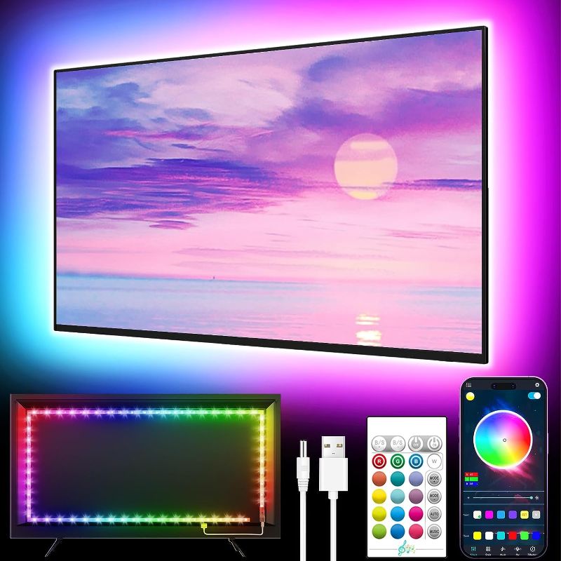 Photo 1 of GIPOYENT TV Light Strip, Music Sync LED TV Backlight, for 45-75 Inch TV, 16.4FT LED TV Light with Bluetooth Function - RGB Color Changing Light Strip for Home Theater (16.4ft)
