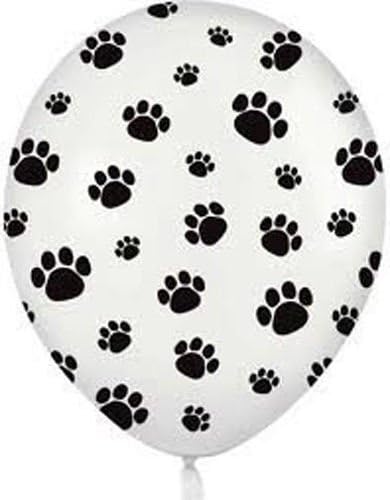 Photo 1 of Balloons (12) Quantity Paw Print Black White Dog Cat Animal Latex Party Decor
