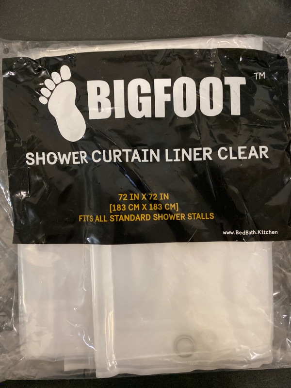 Photo 3 of BigFoot Shower Curtain Liner – 72 x 72 PEVA Heavy Duty Shower Curtain with Rustproof Metal Grommet and 3 Magnetic Weights – Odor Free and Compatible with Standard Showers, Clear
