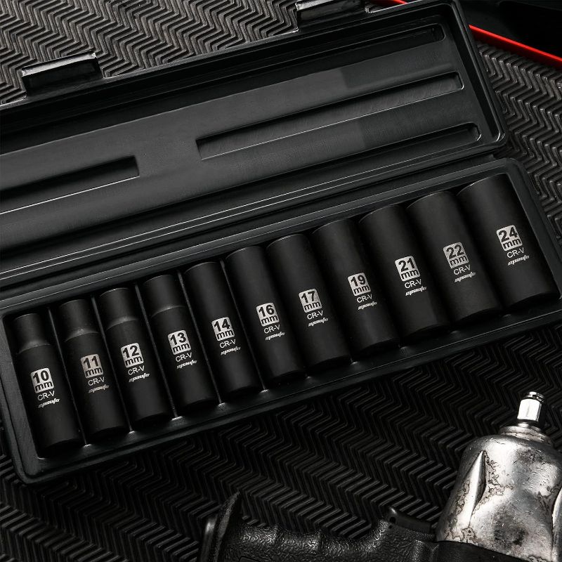 Photo 1 of GREATNECK-  1/2-Inch Drive Metric Deep Impact Socket Set, Cr-V, 6 Points, 11 Sockets
