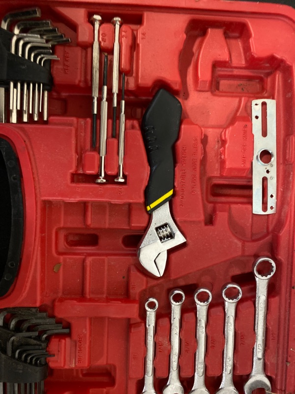 Photo 4 of 107 Piece Home Repair Tool Set,General Household Hand Tool Kit with Plastic Tool Box Storage- ITEM IS USED /MISSING PARTS

