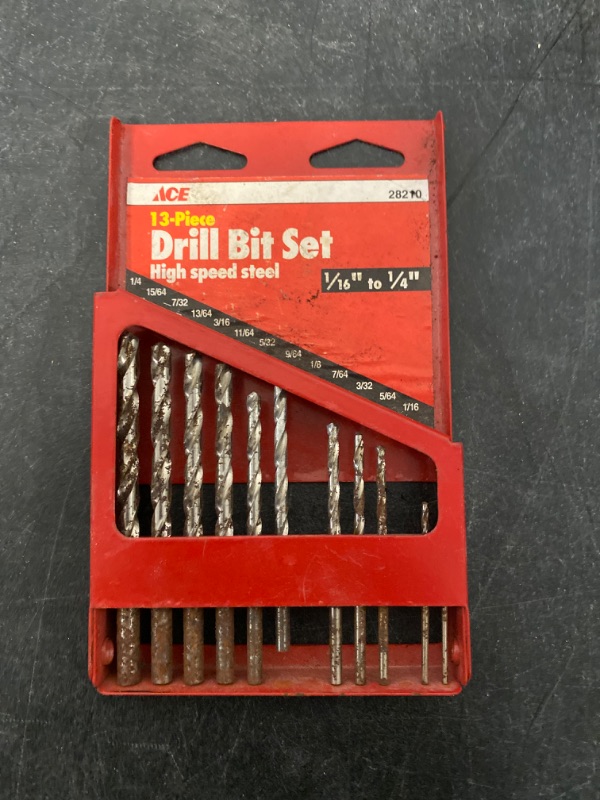 Photo 1 of 13 PCS Drill Bit Set Twist Drill Bits for Hardened Metal, Stainless Steel, Cast Iron, Plastic and Wood-ITEM MAY BE USED / MISSING PARTS
