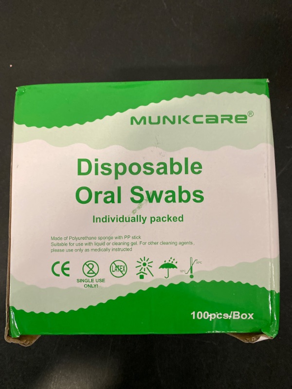 Photo 3 of MUNKCARE Disposable Dentifrice Treated Oral Care Sponge Swabs, Individual Wrapped 100 Counts (Blue)
