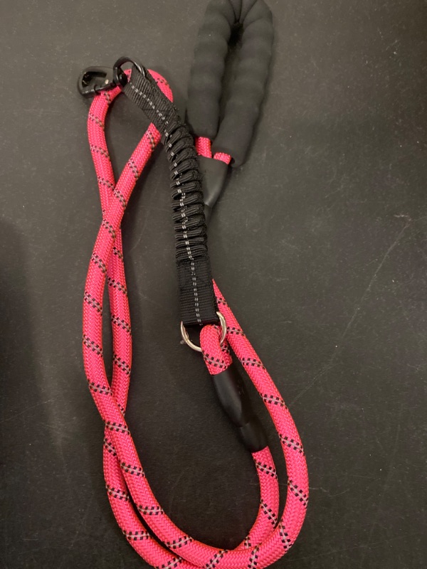 Photo 4 of JENICO- Strong Dog Leash 5ft 1/2in Strong Pink Dog Leash for Large Dogs & Medium Size Dogs - Highly Reflective Heavy Duty Dog Rope Leash with Soft Padded Anti-Slip...